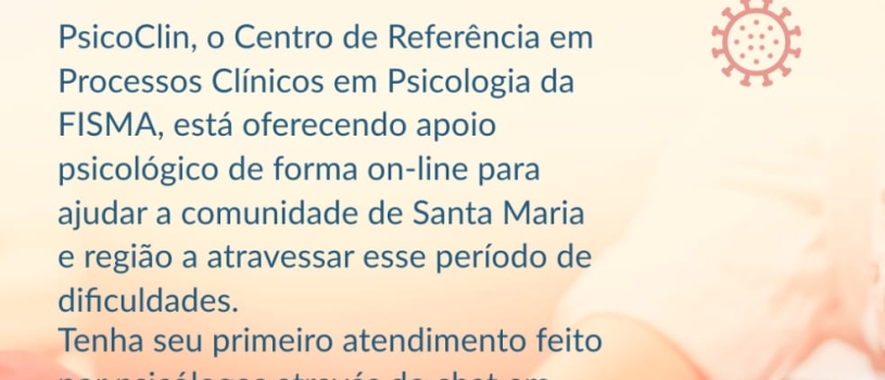 PsicoClin, da FISMA, lança serviço de apoio psicológico online e gratuito