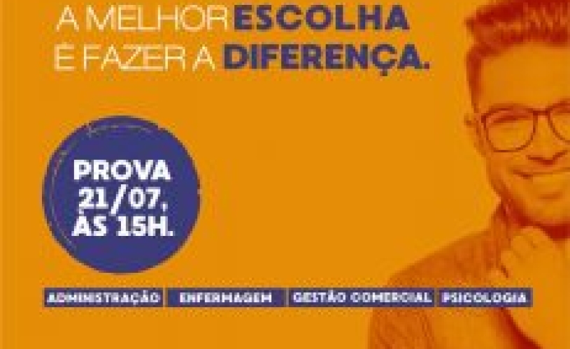 VESTIBULAR FISMA – INSCRIÇÕES ABERTAS ATÉ O DIA 18 DE JULHO.