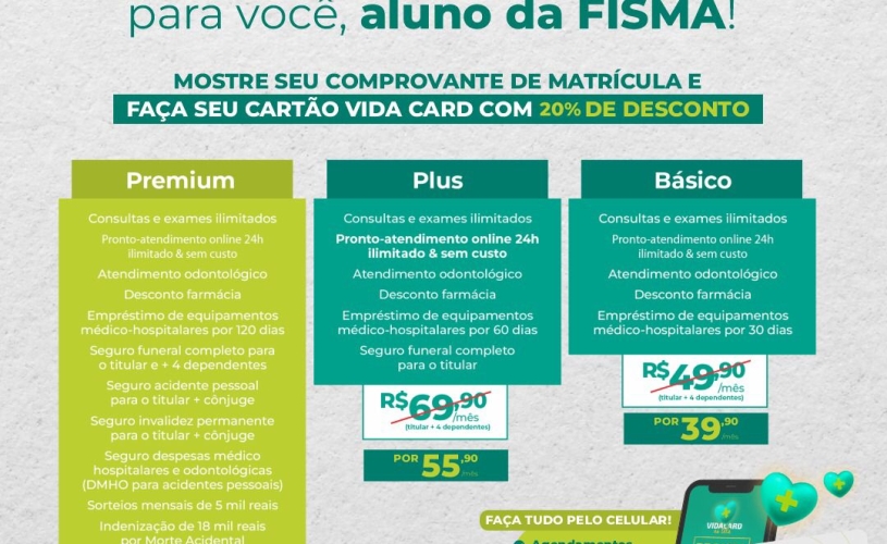 CONVÊNIO ENTRE FISMA E VIDACARD APRESENTA BENEFÍCIOS AOS ALUNOS