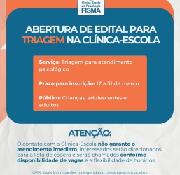 Clínica-Escola de Psicologia da FISMA abre inscrições para triagem de atendimentos psicológicos