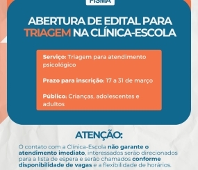 Clínica-Escola de Psicologia da FISMA abre inscrições para triagem de atendimentos psicológicos