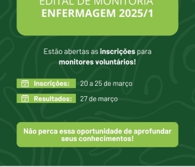 Curso de Enfermagem publica edital de monitoria