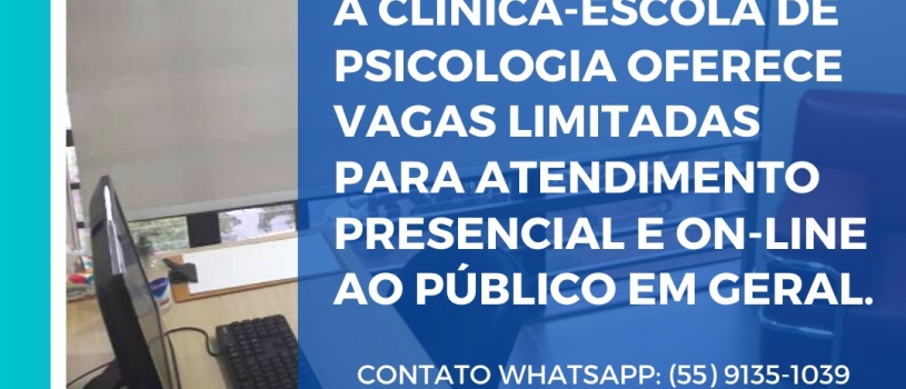 CLÍNICA-ESCOLA DA FISMA ABRE VAGAS PARA ATENDIMENTO ONLINE E PRESENCIAL AO PÚBLICO EM GERAL